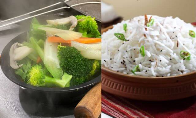 Steamed vegetable And Coconut Rice For Island Fire Chicken As A Side Dish