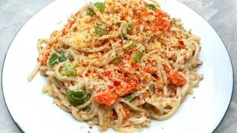 White Sauce Spaghetti With Vegetables