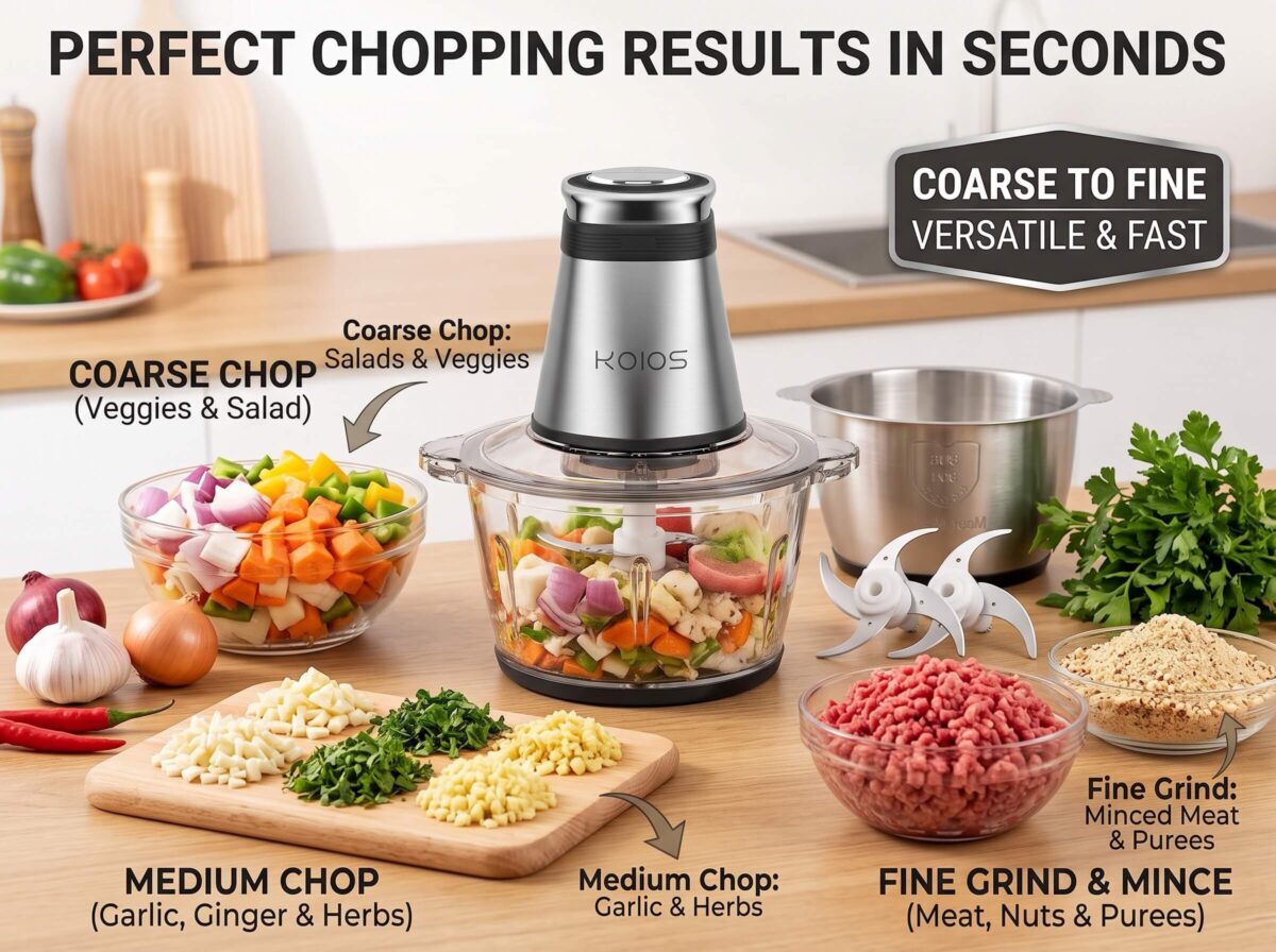 Food Processor KOIOS 500W food processor with two 8-cup bowls and stainless steel chopping blades