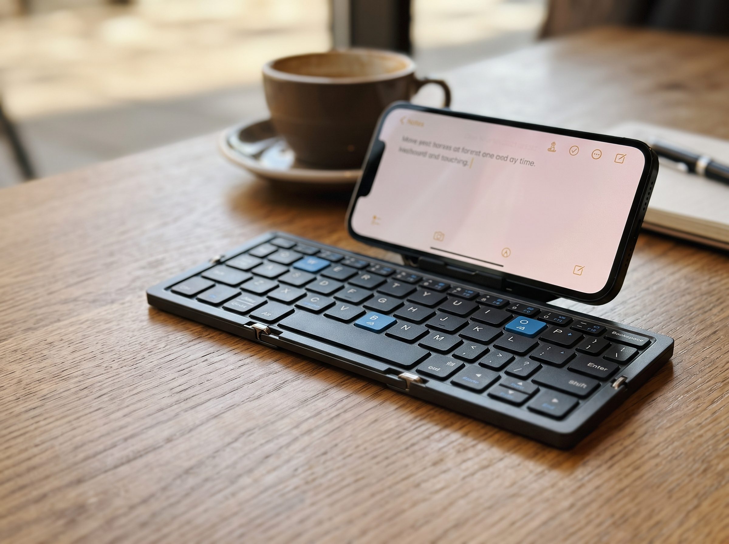 SIKAI CASE foldable keyboard open with phone on the built-in stand